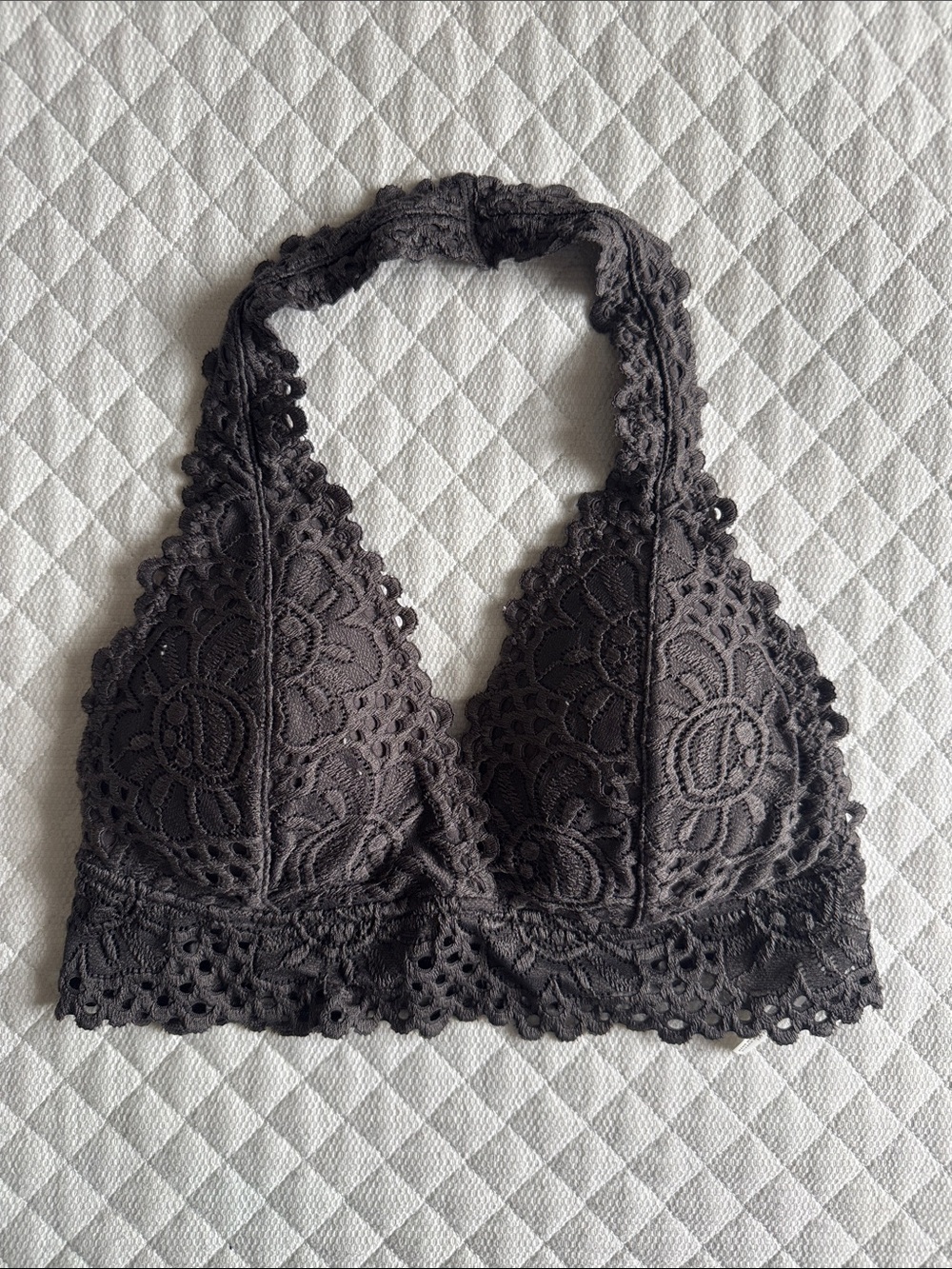 Aeropostale Live Love Dream Lace Trim Dark Gray Bralette